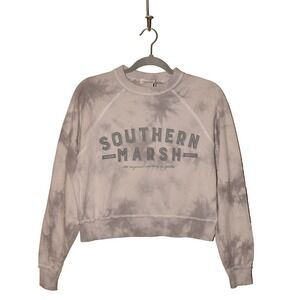 SOUTHERN MARSH NEW‎ $69 Seawash Sierra Crop Sweatshirt Light Gray XS
